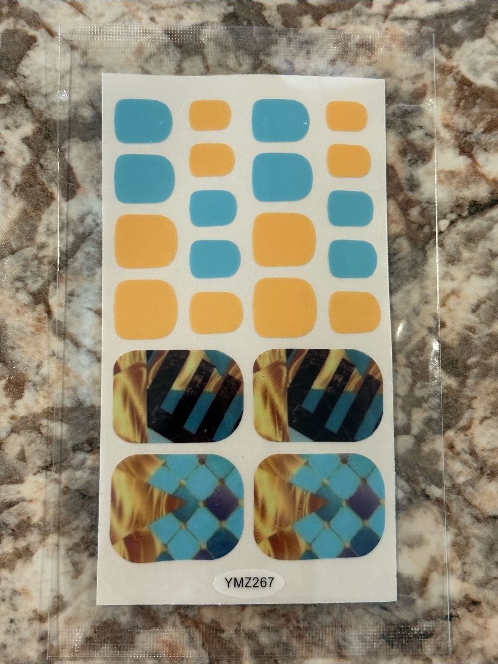 Blue and Yellow Toe Nail Wrap Sticker Set